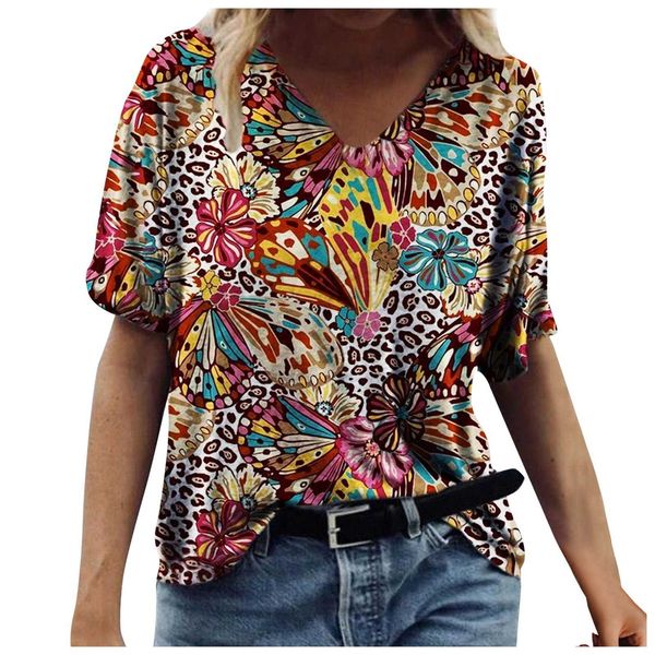

fashion women's summer printed short sleeve crew-neck t-shirt casual tee manteau femme hiver mujer camisetas, White