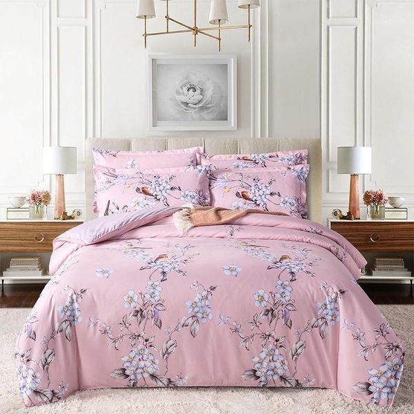 

western style flower bedding set duvet cover sheet pillowcase grid black lattice bed linens 180x220cm double size home textile1
