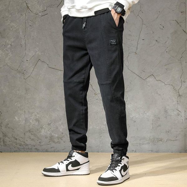 

japanese vintage fashion men jeans loose fit designer casual cargo pants streetwear hip hop joggers wide leg harem trousers male, Blue