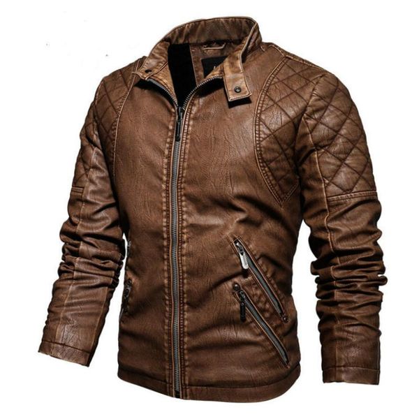 

leather jacket men fleece lining faux leather winter thick warm dress mens faux fur coats 849c, Black