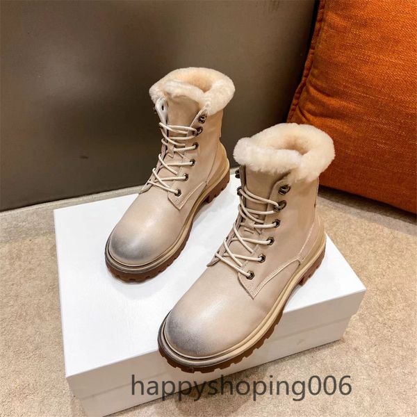 

winter 2020 snow boots women's boots leather waterproof retro martin boots leather simple shoes size35-40, Black