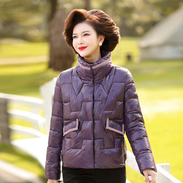

women 2020 new winter coat korean loose mother short down jacket lightweight women's small cotton padded, Black