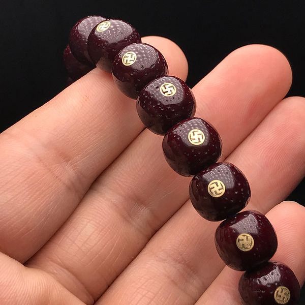 

natural cinnabar for xingyue bodhi rosary tibetan style old star moon inlaid brass men and women cultural artifact prayer beads bracelet, Silver