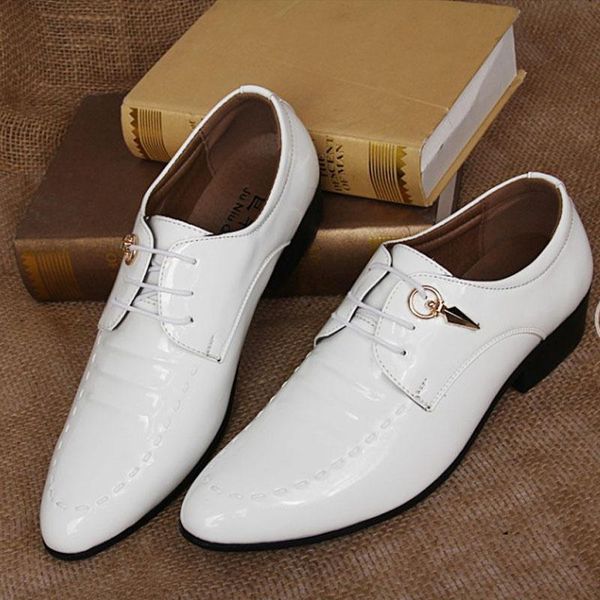 

men dress shoes lace-up pointed toes flat shoes office work footwear comfortable male formal, Black