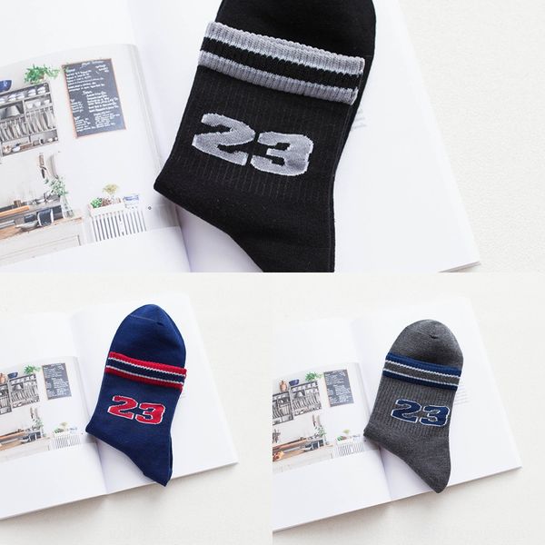 

весна и лето 2020 новый мужской чистого хлопка среднего средние и sockstube носков цифровой полосы хлопка спортсмены носков jh27o, Black
