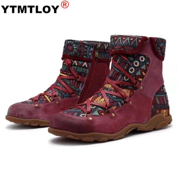 

tustar boots women's ladies retro bohemian style ankle zip short booties casual shoes winter botas mujer invierno 2021, Black