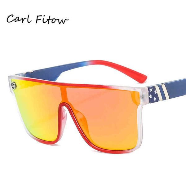 

2022 new colorful sports sunglasses men's personalized square sun fashion flag sunglasses trend, White;black