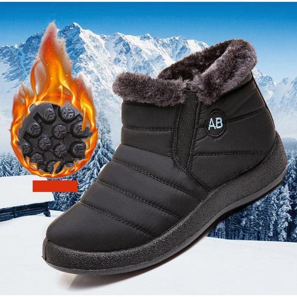 

boots women snow winter warm solid shoes fomale non-slip short plush footwear ladies slip on soft comfortable casual indoor boot, Black