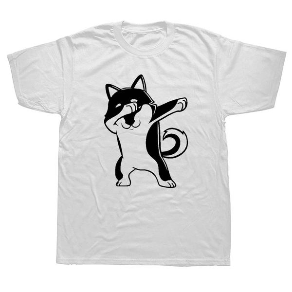 

dabbing shiba inu dog funny men summer cotton harajuku short sleeve streetwear black hoodie designers t shirts sweatshirt