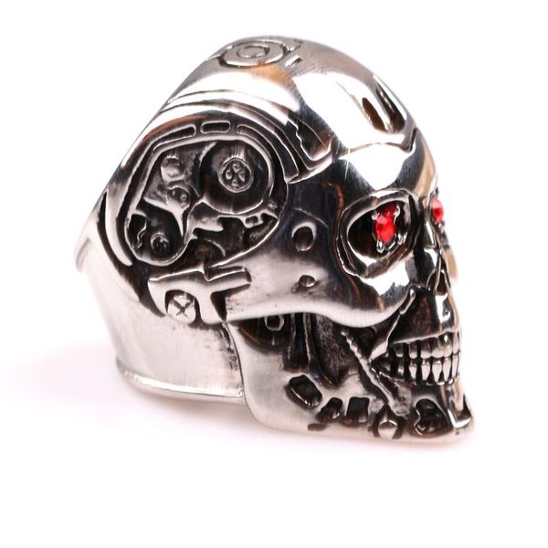 

terminator skull ring men red crystal eyes skull ring мужчины локомотив стиль punk аксессуары terminator skull wmtfwx bdesybag, Bronze;silver
