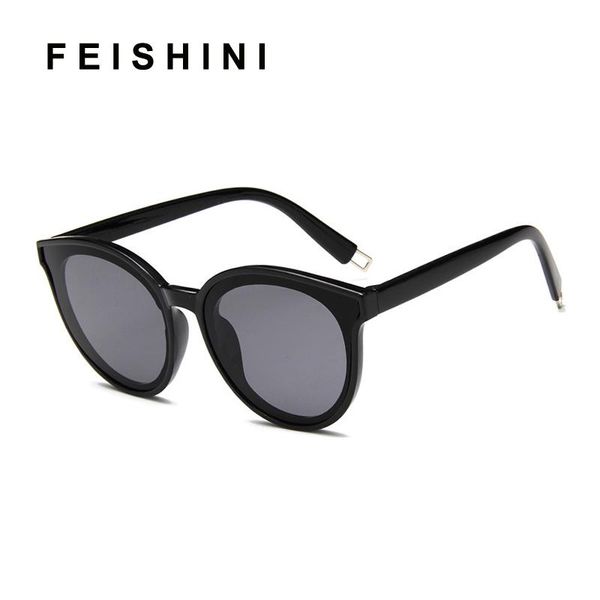 

feishini future fashion transparent colour korea glasses clear oval oculos ladies plastic oversized sunglasses women uv400, White;black