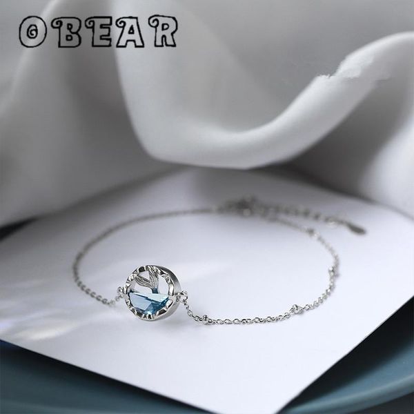 

obear silver plated blue zircon mermaid tail bracelets for women new designer wedding jewelry, Black