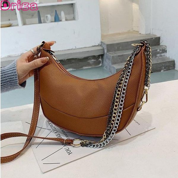 

driga horn shaped lady handbags 2020 fashion design causal bags chain pu leather shoulder crossbody bag and purse