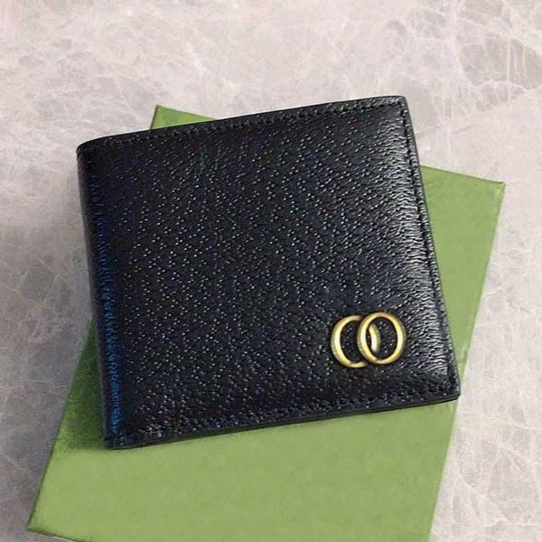 2022 carteira masculina designer carteiras de luxo titular do cartão de couro genuíno de alta qualidade bolsa de moedas simples moda retrô bolsa de vento frio carta personalizada clipe de dinheiro