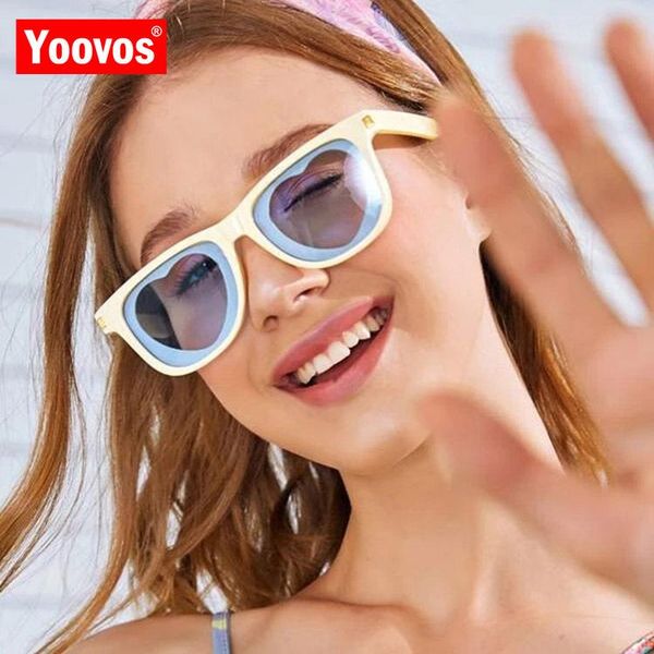 

yoovos retro sunglasses women square glasses for women/men 2020 eyeglasses women heart mirror gafas de sol mujer, White;black