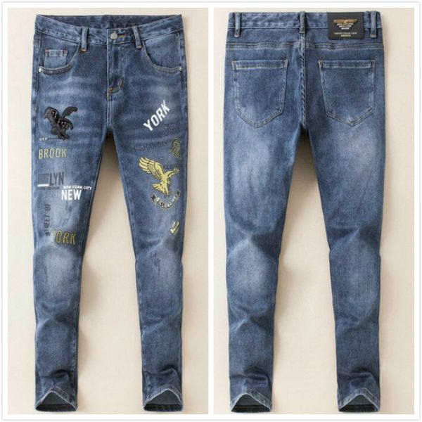 

21ss men's brand designers jeans distressed ripped slim fit biker denim pants mens leisure fashion jeans man8ps, Blue