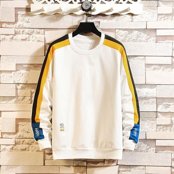 

men's hoodies & sweatshirts oversized crewneck sweatshirt men 2021 autumn stripe hip hop japanese streetwear pullovers yellow hoodie ma, Black