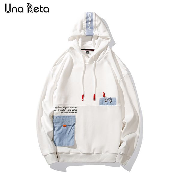 

una reta hip-hop men hooded sweatshirt autumn new fashion pocket design sweatshirt streetwear male harajuku hoodie pullover, Black