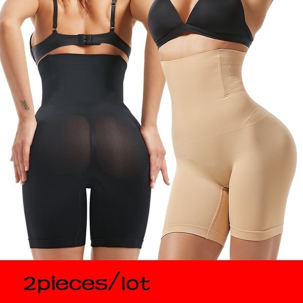 

2pcs butt lifter seamless women high waist slimming tummy control panties knickers pant briefs shapewear underwear body shaper lj200814, Black;white