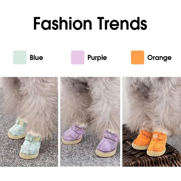 

4pcs warm pet dog cat shoes anti-slip dog boots socks winter puppy cat rain snow booties footwear for small dogs chihu jlljre