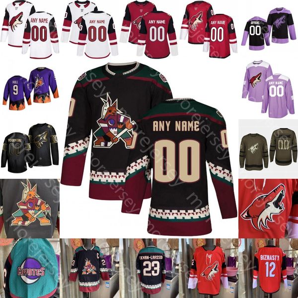 

custom 2021 arizona coyotes ice hockey jersey christian dvorak hudson fasching christian fischer goligoski gross hill kuemper ness oesterle, Black;red