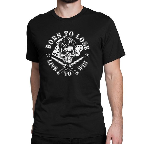 

2019 fashion new rockabilly black men printed t-shirt born to lose live to win tee shirt sport hooded sweatshirt hoodie