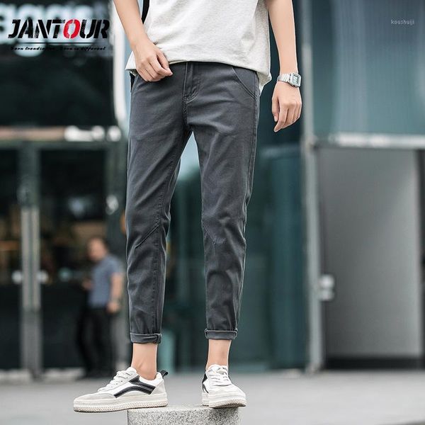 

2019 spring summer cotton ankle-length pants me new casual pants mens slim fit chinos fashion trousers male brand clothing 271, Black
