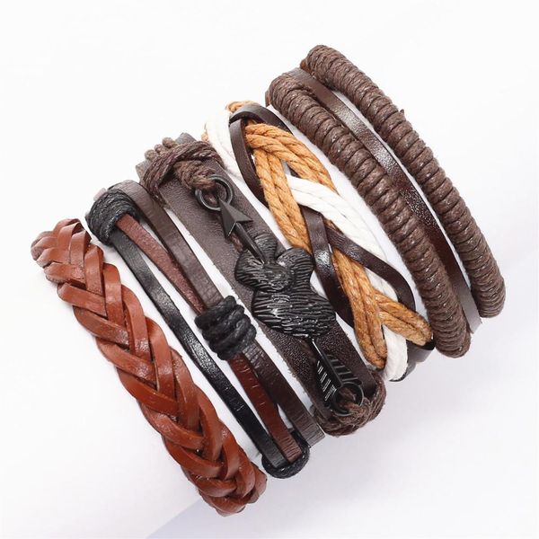 

5шт набор пера головки черепа шарма мужчин подлинное кожаные браслеты для женщин браслеты femme homme мужской ювелирные изделия свободно пер, Golden;silver