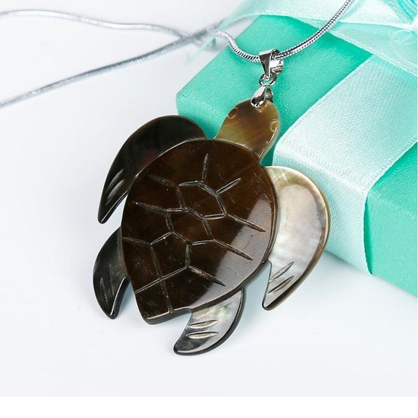 

1pc fashion natural shell sea turtle pendant reflective rock gemstones decoration meditation trend jewelry pendant jlljqx, Black