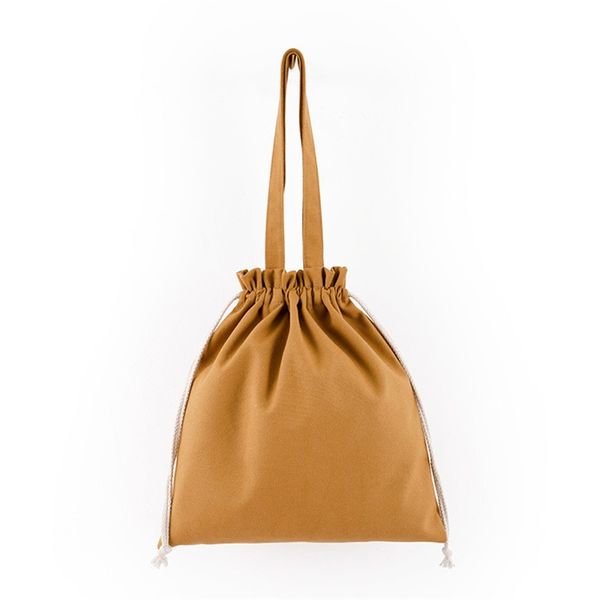 

women canvas casual shoulder bag pleated drawstring shopping environment-friendly bag female solid color large capacity book bag 67 o2