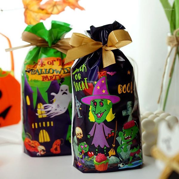 

50pcs birthday party gifts non-woven halloween drawstring goodie bags pumpkin witch pattern gift sweets bags favors cake1