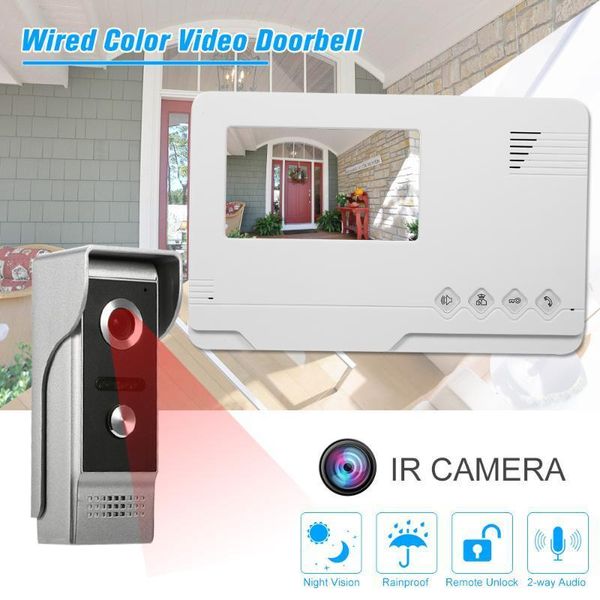 

doorbells 4.3 inch wired color video doorbell indoor monitor with ir-cut rainproof outdoor camera visual intercom remote door phone1