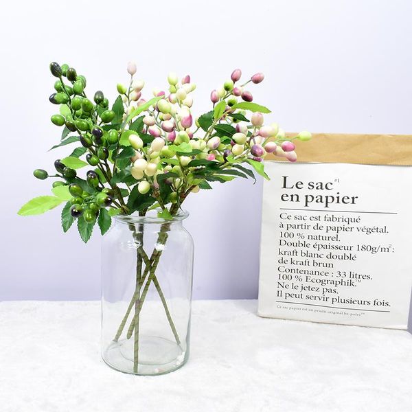 

decorative flowers & wreaths 3pcs simulation christmas bean branch berry small grain foam year wedding plant decoration home garden