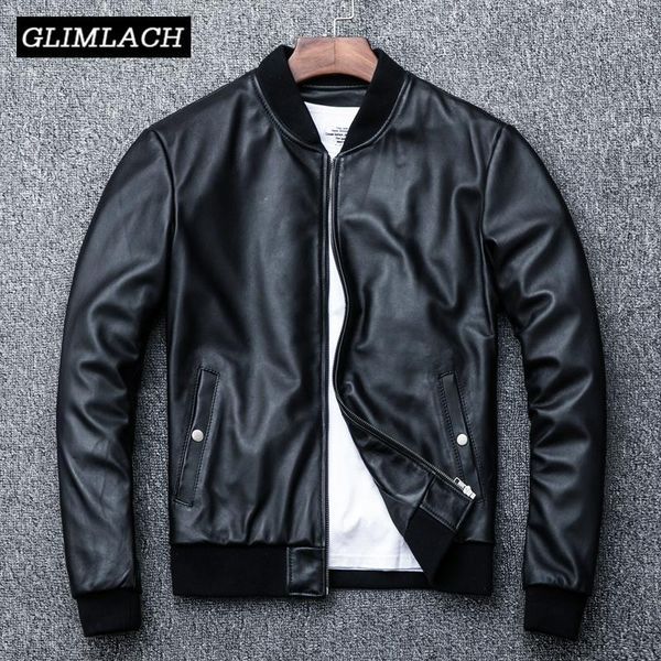 

men aviation bomber jacket sheepskin real leather coat motorcycle 2019 clothing genuine leather slim black flight jacket1