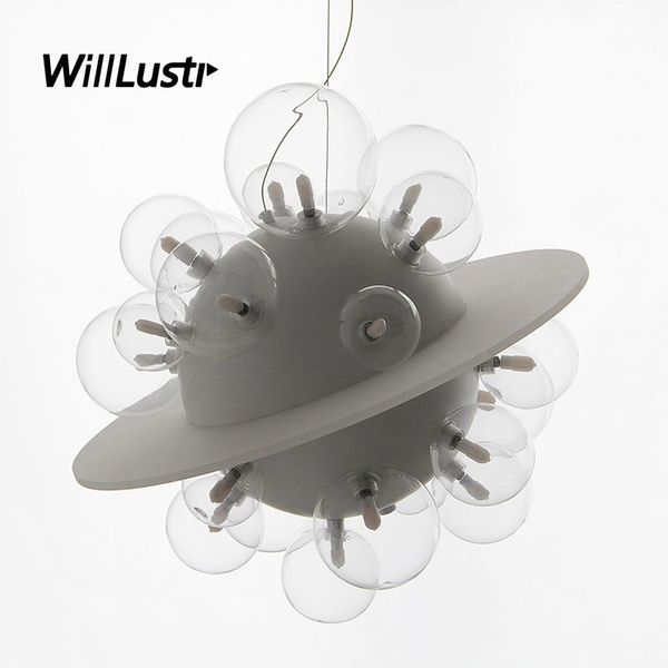

creative glass bubble pendant light modern saturn suspension lamp l cafe mall living dinning bedroom led hanging lighting