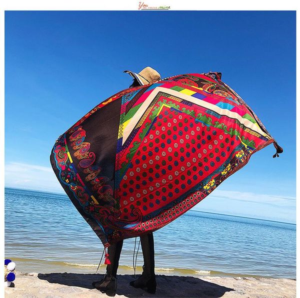 

ethnic style scarf women vintage cashew print shawl wrap large size pashmina foulard bandana spring summer beach cover up hijab jlltey, Blue;gray