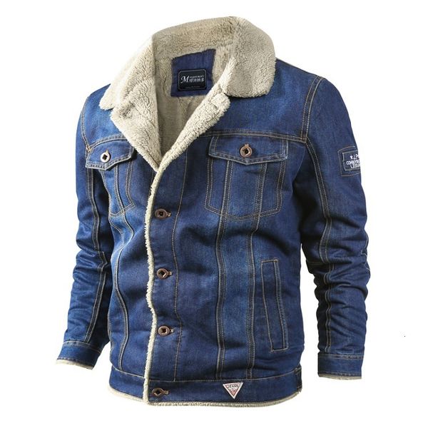 

2021 new men winter fashion cowboy trendy warm fur liner denim thick jacket coat mens jean jackets outwear male plus 5xl qt3h, Black;brown