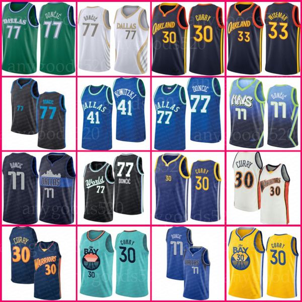 

77 doncic stephen 30 curry luka jersey dalla basketball wiseman golden states dirk draymond nowitzki green andre 9 lguodala men thompson, Black;red