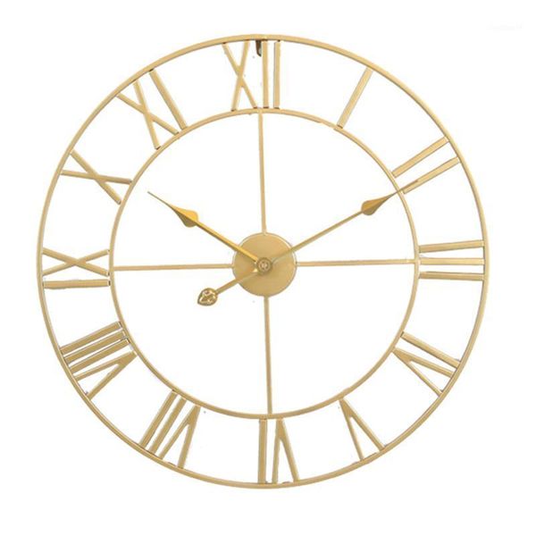 

iron silent wall clock simple wall clock decor home decorative living room golden embryo golden stitches)1