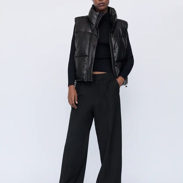 

hadara stand collar vests women fashion black zipper pu leather coats women elegant autumn winter short vests female ladies iac 1023, Black;white