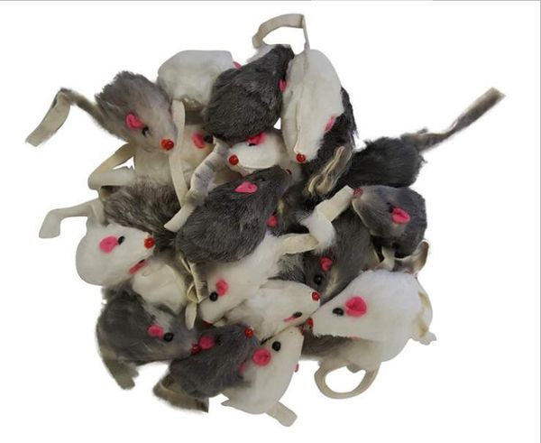 transporte Stock real Rabbit Fur Rato Para Cat Toys Mouse com som de alta qualidade grátis
