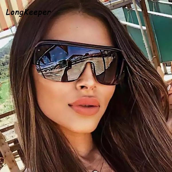 

2020 trend semi-rimless oversized sunglasses women brand designer one piece lens ladies sun glasses gradient large shades gafas, White;black