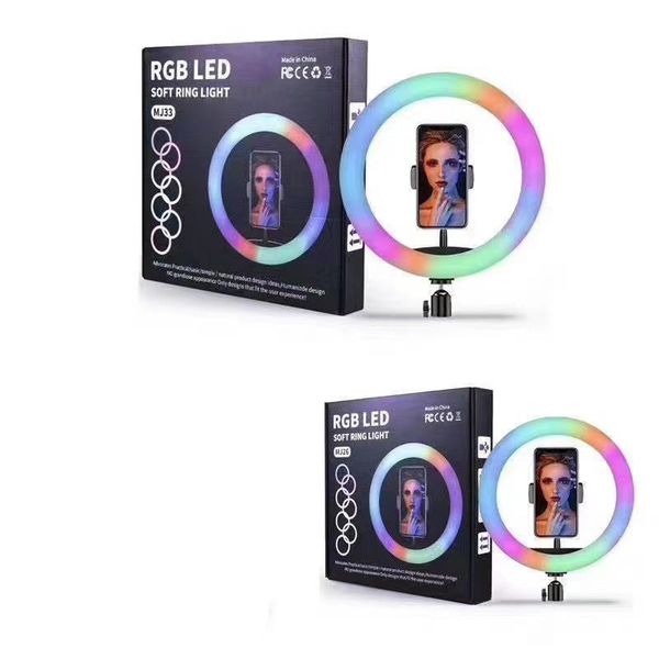 20 см 26 см 33см светодиодный RGB кольцо светлый настольный Live Studio Video Makeup Fill Light Selfie кольцевая лампа с клипсом мобильного телефона