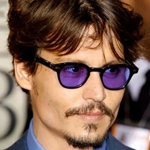 

style 2020 vintage round small johnny depp sunglasses clear tinted lens brand design party show sun glasses oculos de sol