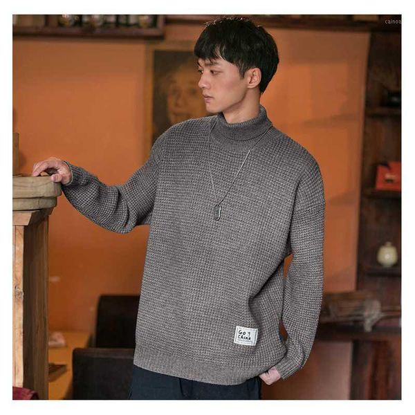 

autumn winter men sweater soild color fashion long sleeve high neck casual male basic shirt kintted pullovers 1, White;black