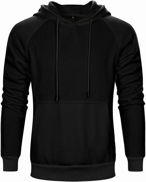 

men's long sleeve hooded sweatshirt loose with pocket multicolor optional v8ax#, Black