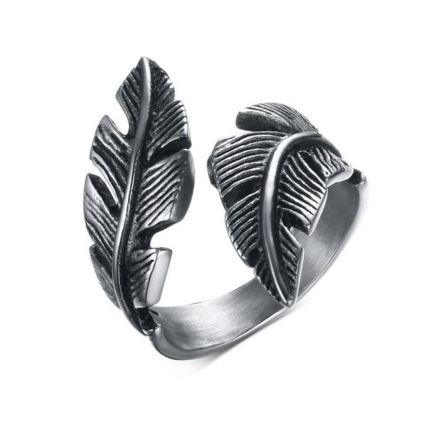 

cluster rings 1pc vintage retro leaf feather ring men women accessories tail punk opening ajustable circle jewelry r14, Golden;silver