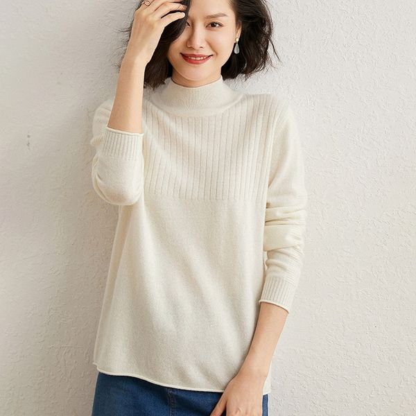 

2021 new 6colors woman jumpers 100% pure cashmere soft pullovers winter o-neck thick warm sweaters standard clothes 60nj, White;black