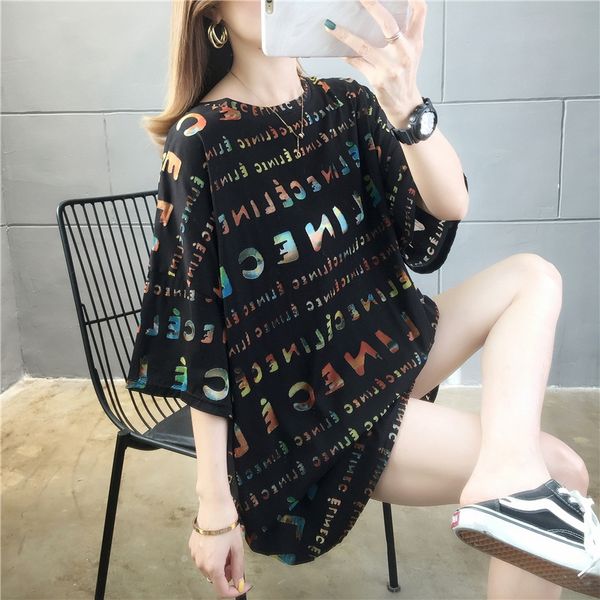 

женская одежда лето 2020 длина средней рыхлый короткий рукав чистый красный большие инов корейский жир футболка футболка мм женская верхняя, White