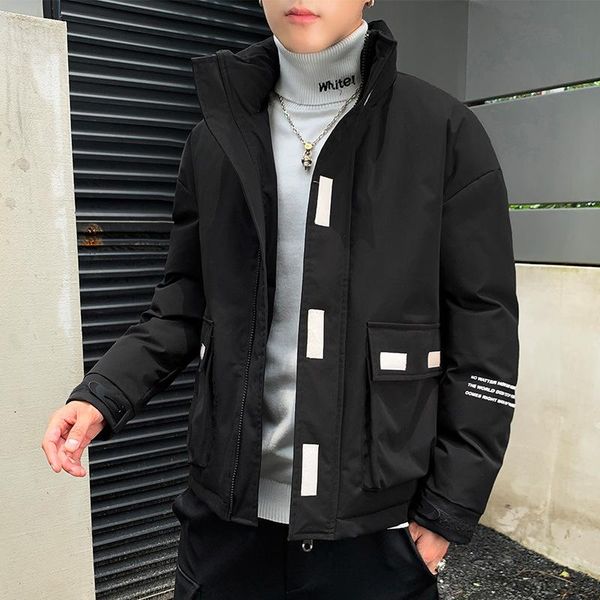 

tide brand cotton-padded jacket men's new winter jacket korean youth handsome tooling cotton-padded men's, Black